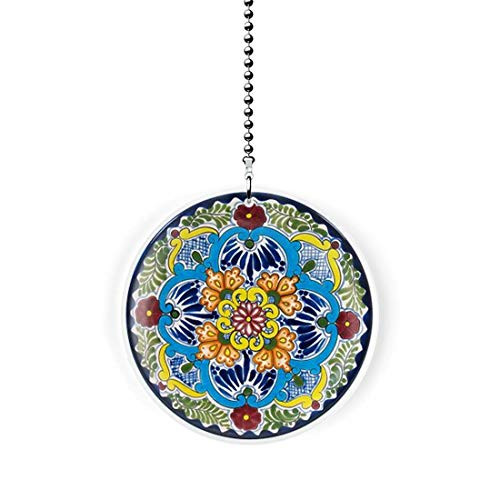 Mexican Talavera Design Flower Fan Light Pull