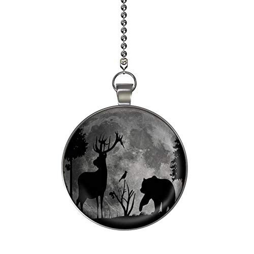Woodland Deer and Bear Moon Glow in the Dark Fan Light Pull Pendant with Chain
