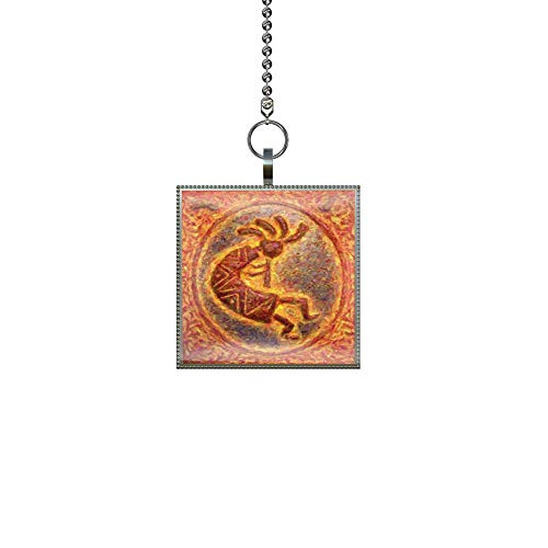 Gotham Decor Abstract Kokopelli Fan Light Pull Square Pendant with Chain