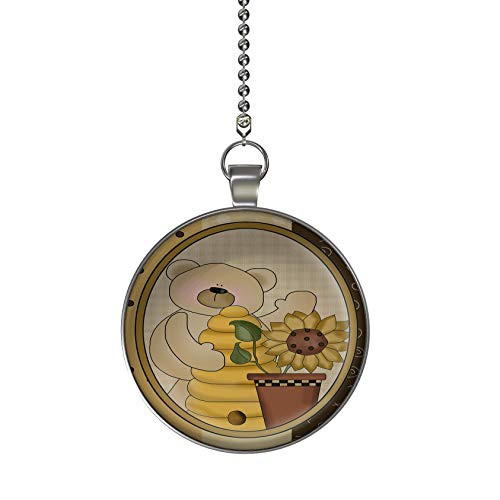 Gotham Decor Sunflower and Honey Bear Fan Light Pull Pendant with Chain