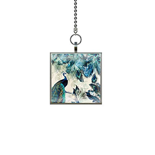 Gotham Decor Abstract Peacock Fan Light Pull Square Pendant with Chain