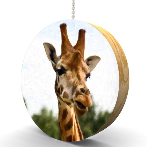 Giraffe Portrait Hardwood Oak Fan Light Pull