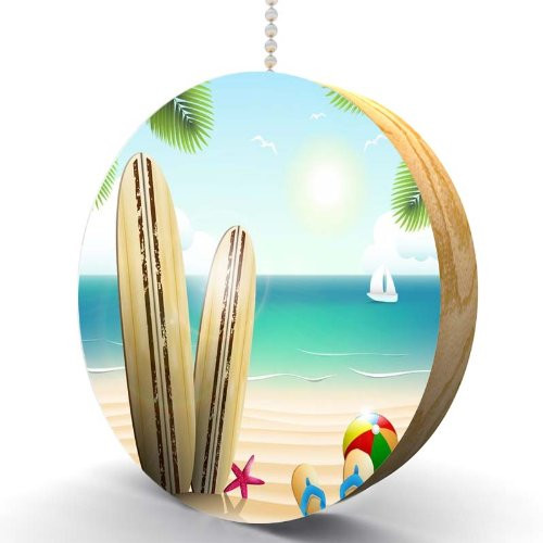 Summer Surfboard Beach Hardwood Oak Fan Light Pull