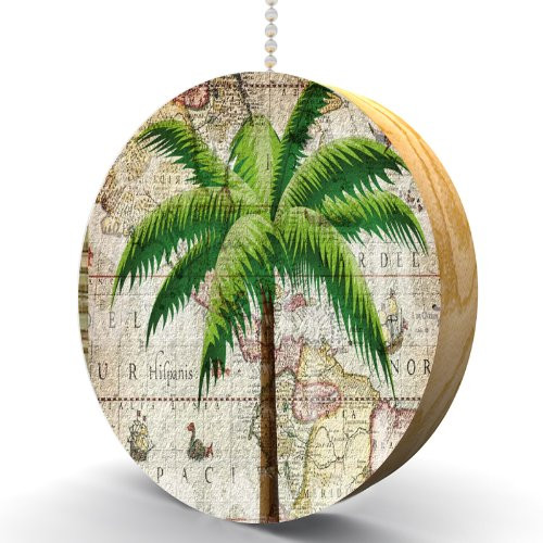 Classic Palm Tree Hardwood Oak Fan Light Pull