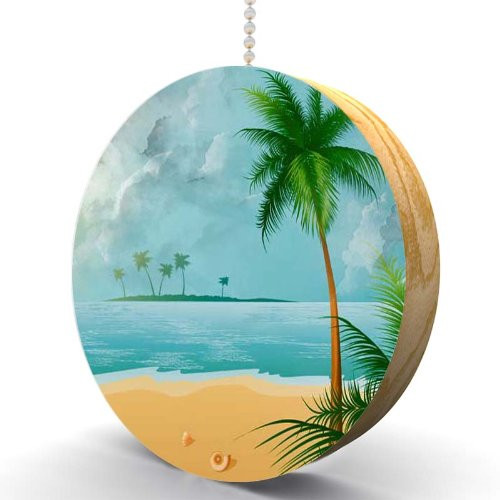 Island Palms II Hardwood Oak Fan Light Pull