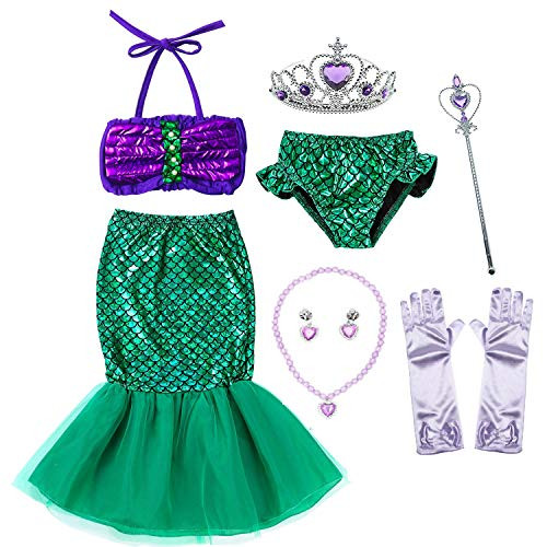 Party Chili Princess Mermaid Costume Birthday Party Dress for Little Girls 5-6 Years  5T 6T Party Chili Princess Mermaid Costume Birthday Party Dress for Little Girls 5-6 Years  5T 6T