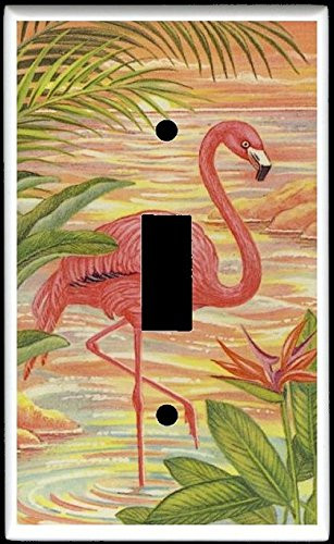 SINGLE TOGGLE LIGHT SWITCH PLATE - Flamingo Design  exo100 - Flamingos