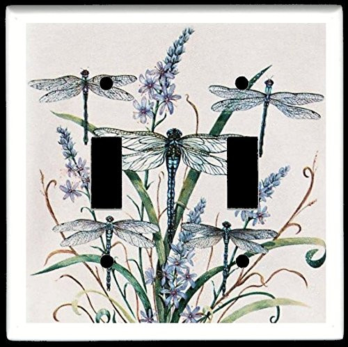 DOUBLE TOGGLE LIGHT SWITCH PLATE - Dragonflies DGF1054 - Dragonfly Plates