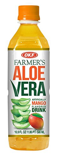 OKF Aloe Vera Drink in 16.9 Ounce Bottles  Mango  6 Pack