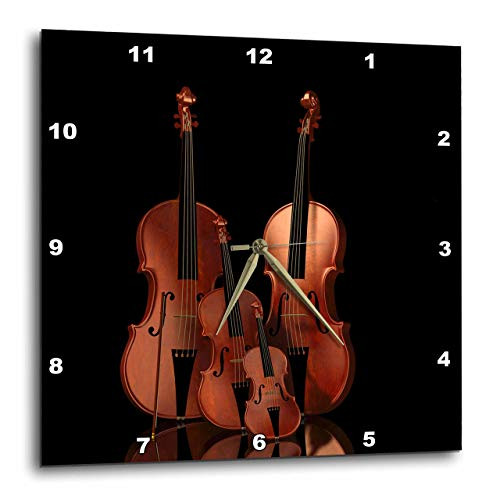 3dRose DPP_200920_1 String Instruments Violin, Bass and Cello Wall Clock, 10 by 10-Inch