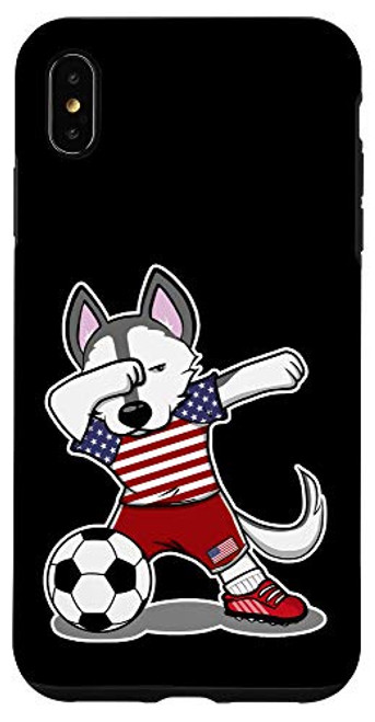 iPhone XS Max Dabbing Husky America Soccer American Flag Football Lovers Case