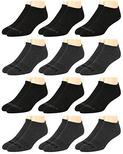 AND1 Men s Athletic Arch Compression Cushion Comfort No Show Socks  12 Pack   Black Gray  Shoe Size  6-12.5