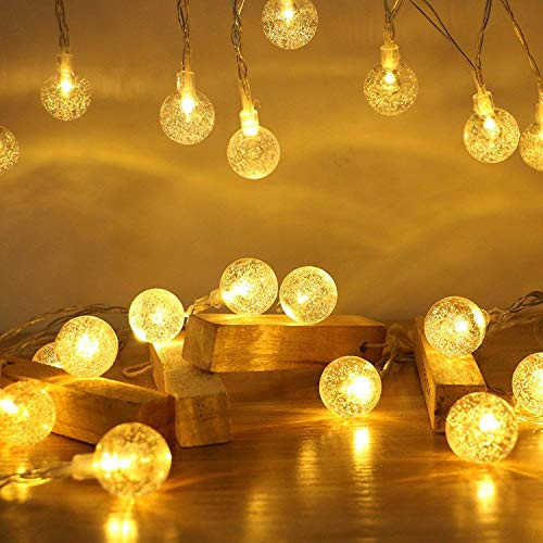 ANJAYLIA 26 FT 60 LED Battery Operated Globe String Lights  8 Modes with Remote Waterproof Starry String Lights Outdoor Fairy Lights for Patio Garden  Home  Bedroom  Christmas  Party  Warm White