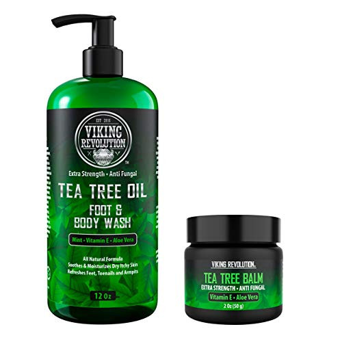 Antifungal Tea Tree Kit for Men - Tea Tree Oil Set with Body Wash  and  Antifungal Balm - Helps Athlete s Foot  Toenail Fungus  Jock Itch  Eczema  Ringworm  and  Body Odors - Extra Strength