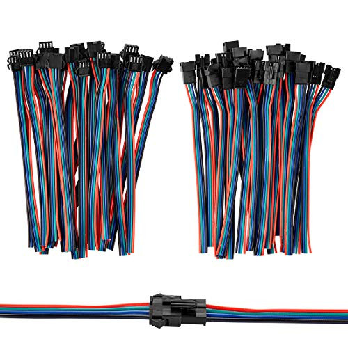 VONVOFF 4pin JST SM Connector Micro Male and Female Connector Adapter Plug Red Black Terminal Connector Cable with 15CM 20AWG Wire for LED Light Strip  25 Pairs