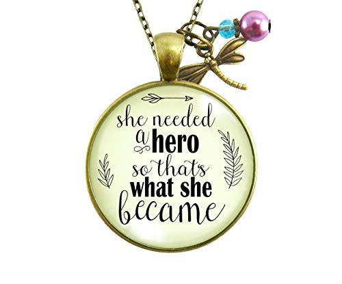 Gutsy Goodness 24 inch Dragonfly Necklace She Needed a Hero Everyday Quote Jewelry Gutsy Goodness 24 inch Dragonfly Necklace She Needed a Hero Everyday Quote Jewelry