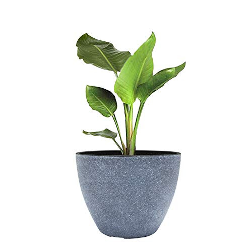 Flower Pots Outdoor Planters Indoor Modern Garden Planters with Drain Hole Weathered Grey 8.6 inches  Pack 1