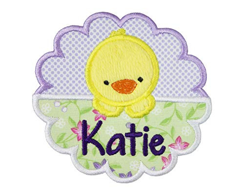Baby Girl Easter Chick Personalized Applique Patch in your choice of sew on or Iron on patch