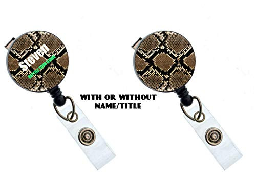 Badge Reel Holder for Men  Personalized Retractable ID Badge Reel  Snake Skin ID Holder  name badge holder for man  ID badge holder clip
