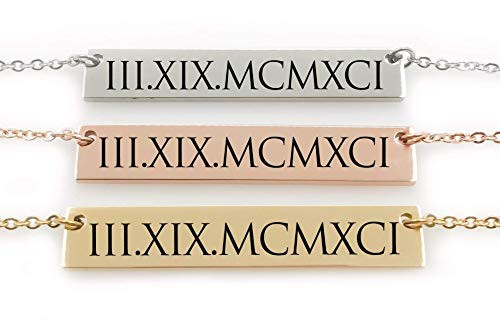 Valentines Day Gift - Roman Numeral Date - Stainless Steel Bar Necklace - Personalize Choose font - Silver Gold and Rose Gold - Mothers Day Gift - Graduation Valentines Day Gift - Roman Numeral Date - Stainless Steel Bar Necklace - Personalize Choose font - Silver Gold and Rose Gold - Mothers Day Gift - Graduation