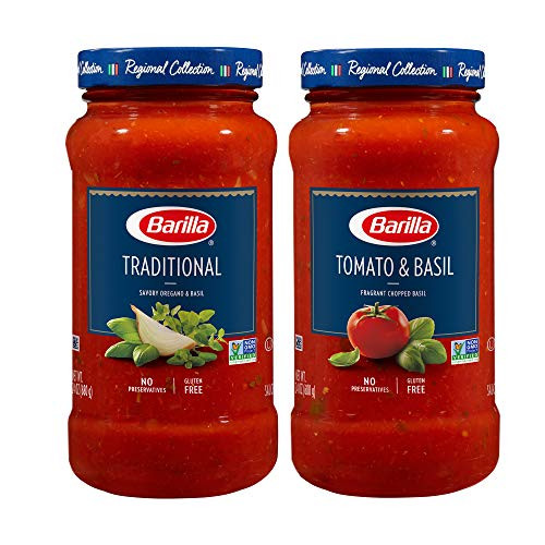 BARILLA Tomato  and  Basil and Traditional Premium Pasta Sauce Variety Pack  24 Ounce Jars  Pack of 4    No Artificial Colors  Flavors or Preservatives   Non-GMO Project Verified