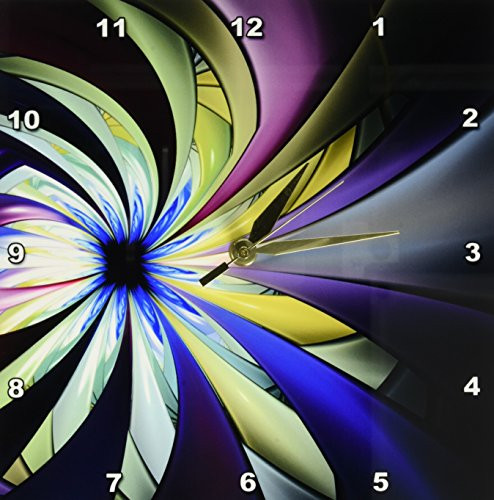 3dRose DPP_201011_1 a Wonderful Modern Abstract Colorful Fractal Flower Star Wall Clock, 10 by 10"
