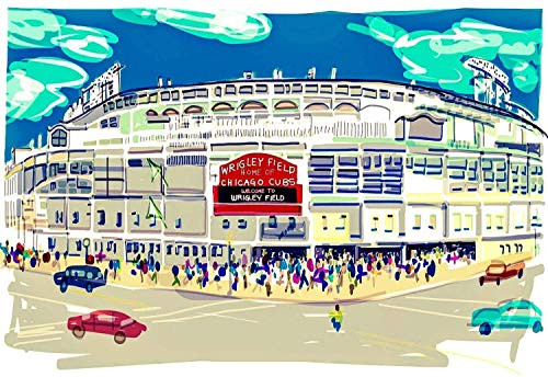 Wrigley Field Chicago Cubs Art Print 11x17 Inches Unframed