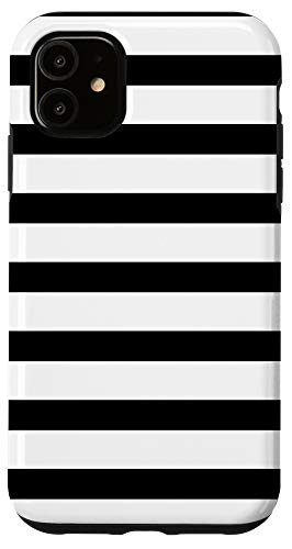 iPhone 11 Black White Stripes Striped Modern Simple Pattern Design Case