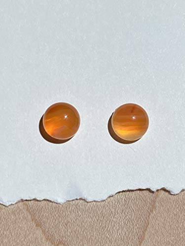 8mm Carnelian Gemstone and Sterling Silver Post Earrings