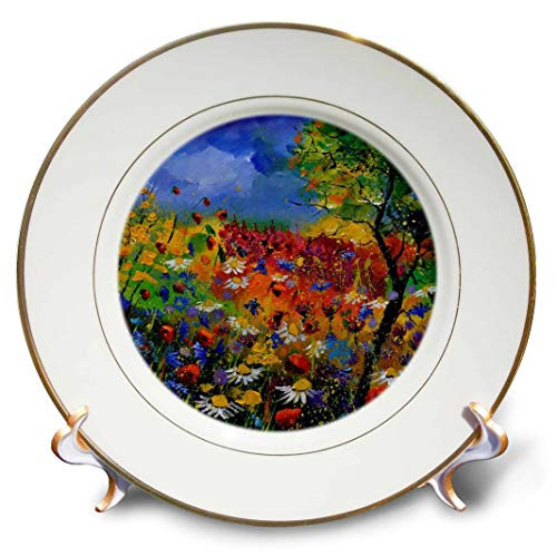 3dRose cp_21111_1 Summer Flowers Porcelain Plate, 8"