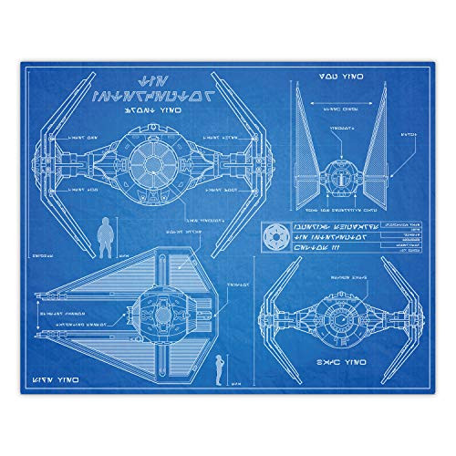 Star Wars Tie Interceptor - Blueprint Style Print - 8x10