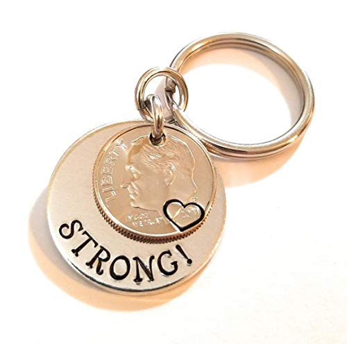 10 Years Strong 2010 Dime Key Chain 10th Wedding Anniversary Gift for Men or Women 10 Years Strong 2010 Dime Key Chain 10th Wedding Anniversary Gift for Men or Women