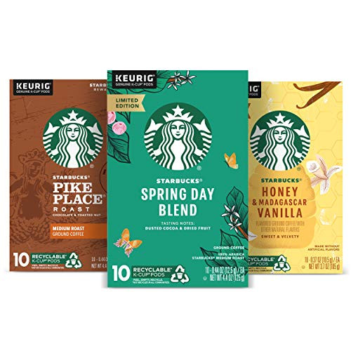 Starbucks Flavored K-Cup Coffee Pods  Spring Variety Pack for Keurig Brewers  3 boxes  30 pods total