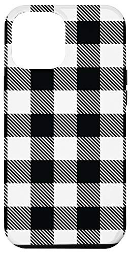 iPhone 12 Pro Max Buffalo Plaid Black White Check Flannel Gingham Pattern Gift Case