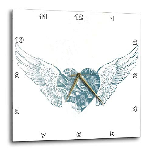 3dRose dpp_178839_1 Angel Wings Heart-Wall Clock, 10 by 10-Inch