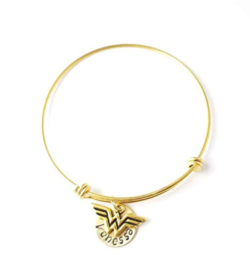Gold Personalized Wonder Woman Bracelet chrismas sale Charm Bangle Expandable Stainless Steel Personalized Bracelet Customized Super hero Bracelet  Personalized Gift  DC Comics Justice League