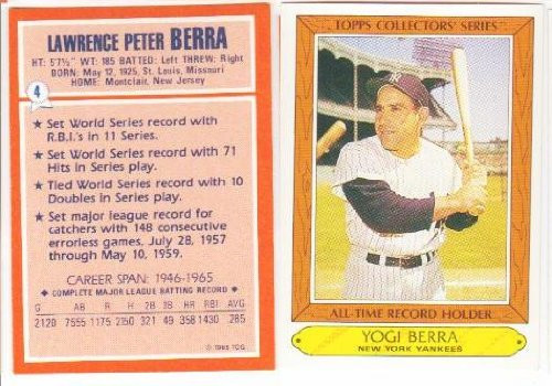Yogi Berra New York Yankees All Time Record Holders Baseball Card