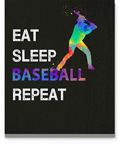 Eat Sleep Baseball Repeat Wall Art  11x14 inch Print  Great Gift Idea for Baseball Players  Baseball Coach and Fans