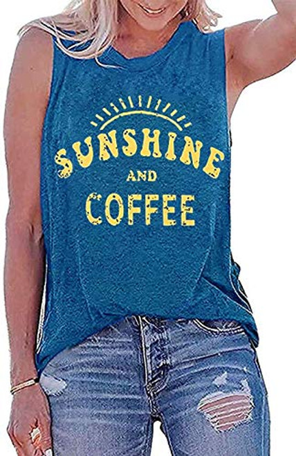 Umsuhu Sunshine and Coffee Tank Casual Summer Graphic Tank Tops for Women Sleeveless Graphic Tank Tops Tee Shirts Small Light Blue Umsuhu Sunshine and Coffee Tank Casual Summer Graphic Tank Tops for Women Sleeveless Graphic Tank Tops Tee Shirts Small Light Blue