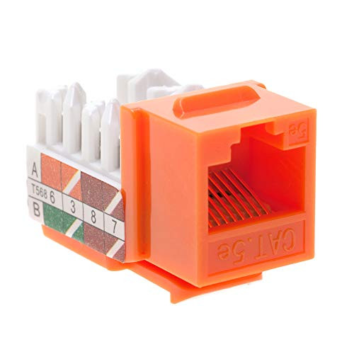 Cat5e Ethernet RJ-45 Keystone Jack Cat5 Punch-Down Network Orange - Choose a Pack of 5 10 20 30 50  10
