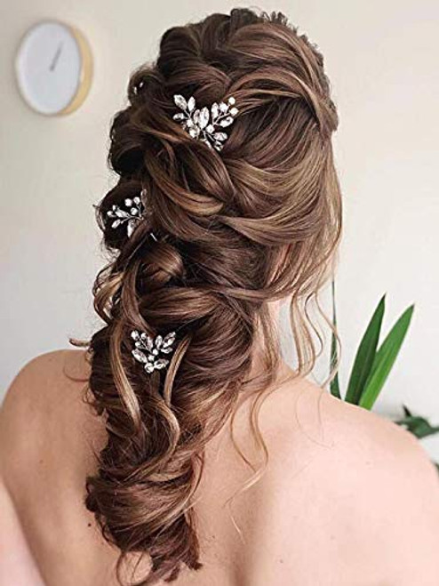Unicra Wedding Hair Pins Rhinestone Hairpins Hair Set Crystal Jewelry Decorative Bridal Hair Accessories Pack of 3  Silver