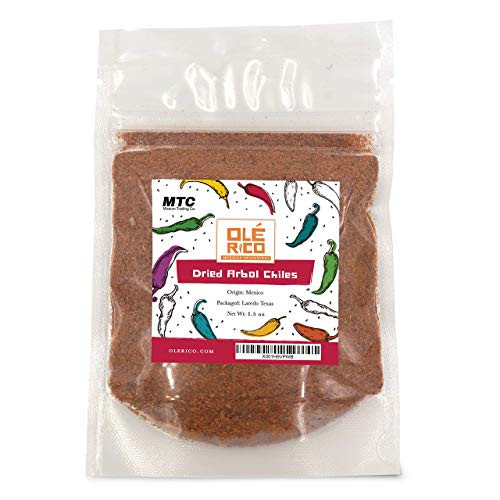Chile De Arbol Powder 1.5 oz - Ground Chili Peppers All Natural No Salt Added Great For Mexican Recipes  1.5 oz Total Weight by OLÉ RICO Chile De Arbol Powder 1.5 oz - Ground Chili Peppers All Natural No Salt Added Great For Mexican Recipes  1.5 oz Total Weight by OLÉ RICO
