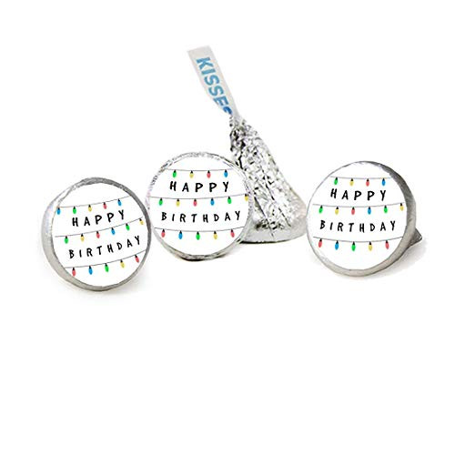 Christmas Lights Birthday Kisses Candy Stickers  Party Favor Stickers  Candy Labels  324 Total Labels