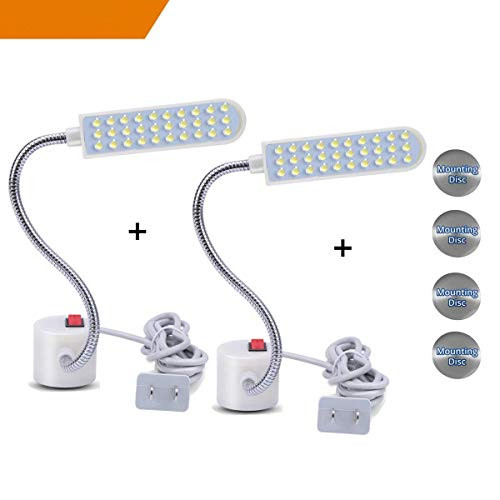 Sewing Machine Light (30 LED,1.5W), Gooseneck Work Light with Magnetic Mounting Base, White Soft Light for Lathes, Drill Presses, Workbenches?2 Pack?