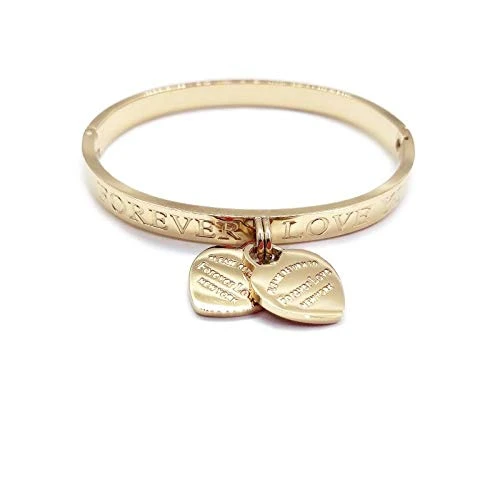 Classic Jewelry Love bracelets heart bangles Stainless Steel 14K Gold Plated Bangles for Women  Gold