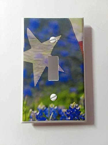 Single Toggle  1-toggle  Light Switch Plate Cover - Texas - Flag Bluebonnets