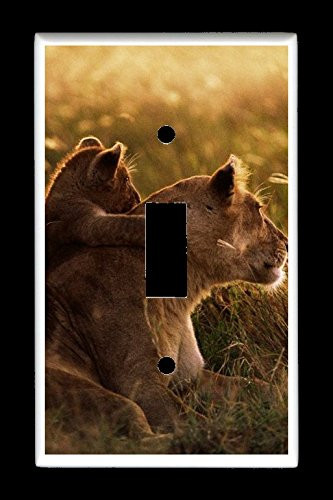 Single Toggle  1-toggle  Light Switch Plate Cover - African Wildlife Safari Animals - Africa Sunset Lions