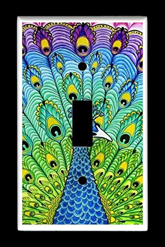 Single Toggle  1-toggle  Light Switch Plate Cover - Peacocks - Peacock Art