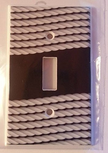 Single Toggle  1-toggle  Light Switch Plate Cover - Nautical - Navy Blue Nautical Rope