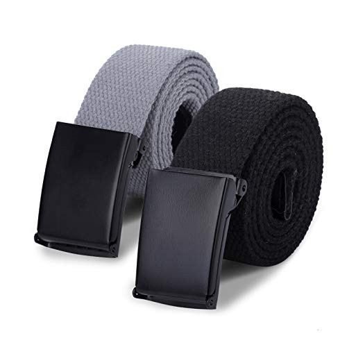 AWAYTR Boys Canvas Web Belts - 2PCS School Uniform Cotton Belt Adjustable in Four Sizes  Suitable for Girls?80cm Gray Black